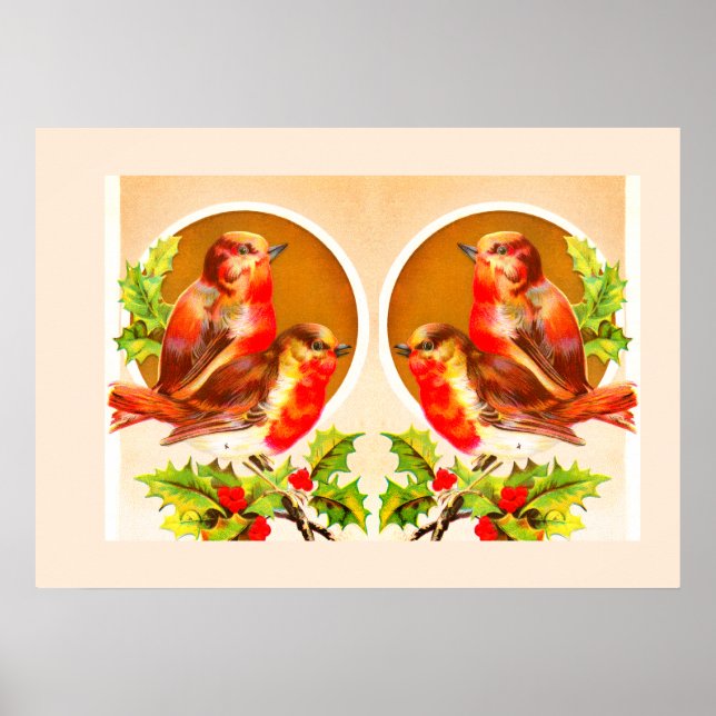 Cuatro petirrojos de Navidad póster (Frente)