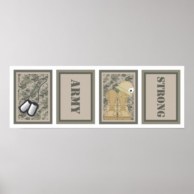 Cuatro pinturas de arte de guardería 5x7 EJÉRCITO  (Frente)