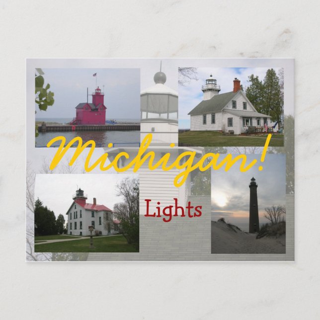 Cuatro postales de Michigan Lighthouses (Anverso)