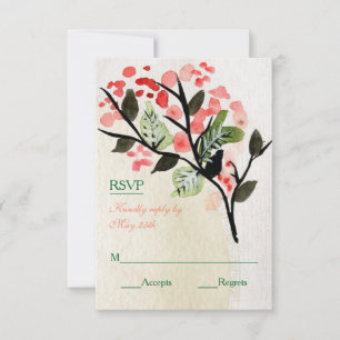 Cuatro Ramilletes de Acuarela - Tarjeta de RSVP