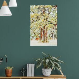Cuatro robles en un Poster de arte forestal salvaj