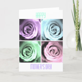Cuatro Rosas pasteles feliz tarjeta del día de la 