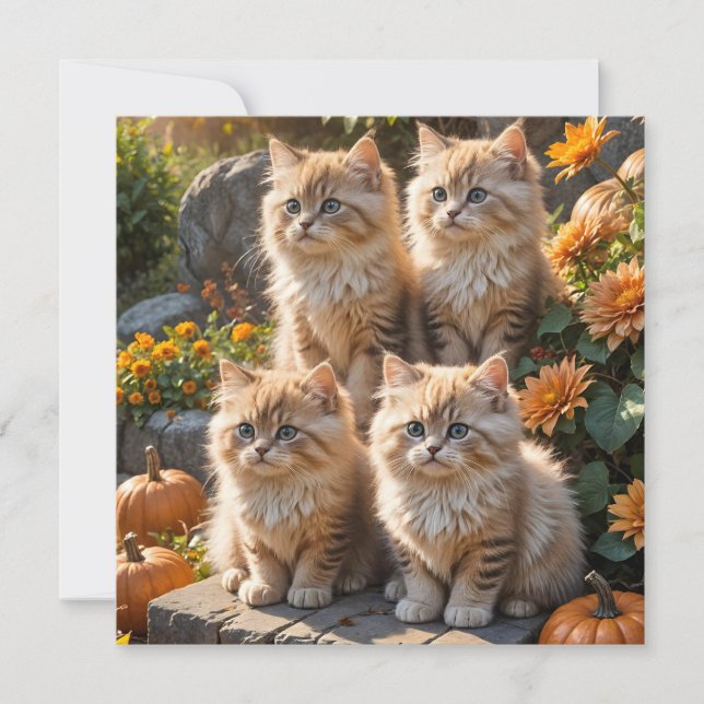 Cuatro sabrosos y esponjosos gatitos otoñales con  (Anverso)