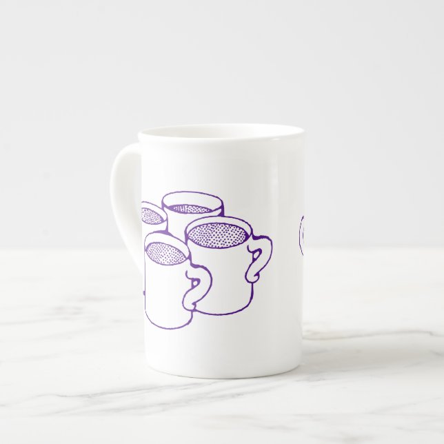 Cuatro Tazas Moradas (Arte de Línea) (Izquierda)