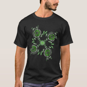 Cuatro tortugas verdes, arte de puntos, camiseta p
