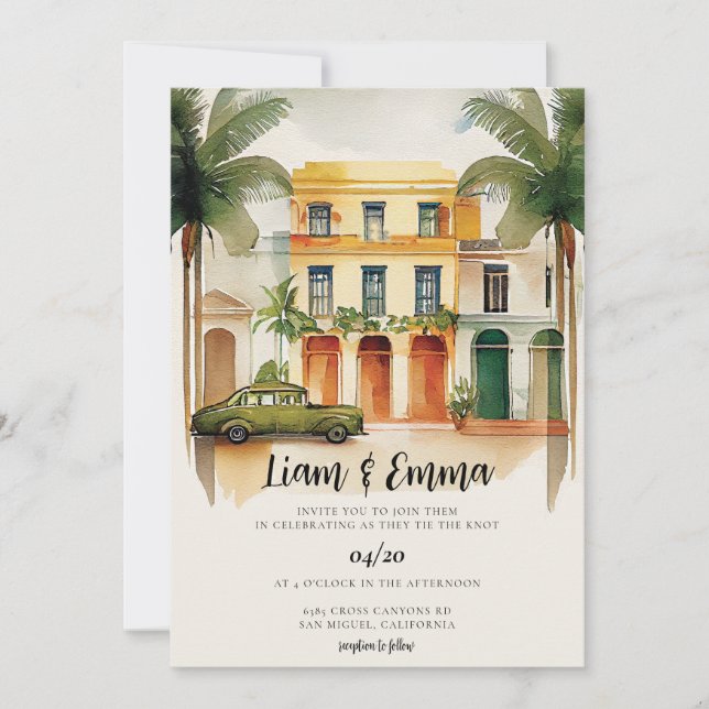 Cuba Boda de Invitación a la Boda de La Habana (Anverso)