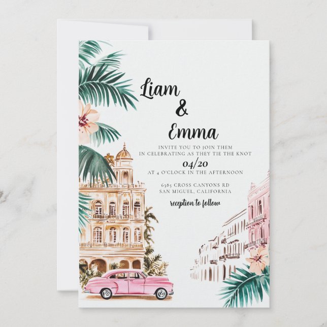 Cuba Boda de Invitación a la Boda de La Habana (Anverso)