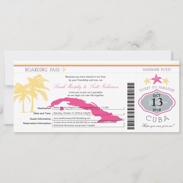 Cuba Boda de tarjetas de embarque (Anverso)