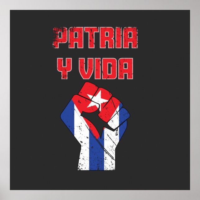 Cuba Patria y vida Bandera cubana arte en el muro (Frente)