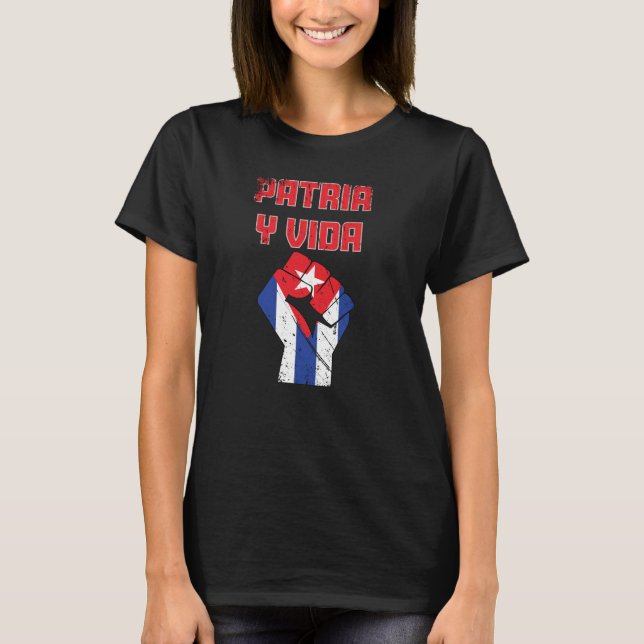 Cuba Patria Y Vida Bandera Cubana Camiseta (Anverso)