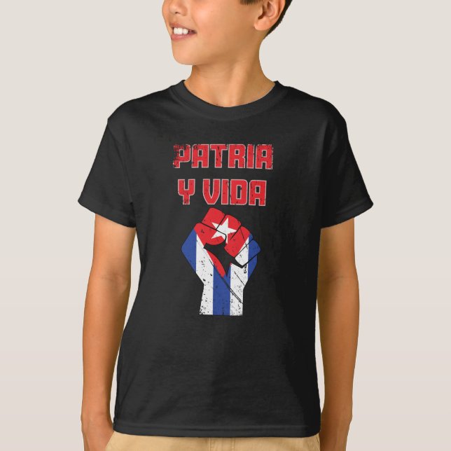 Cuba Patria Y Vida Bandera Cubana Camiseta Infanti (Anverso)