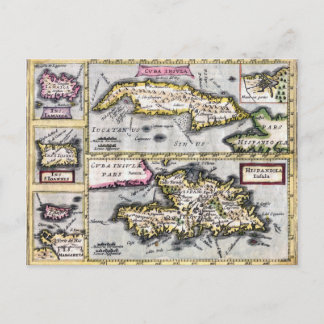 Cuba y la tarjeta postal del mapa de antigüedades
