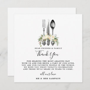 cubertería boda florido gracias tarjeta de recepci