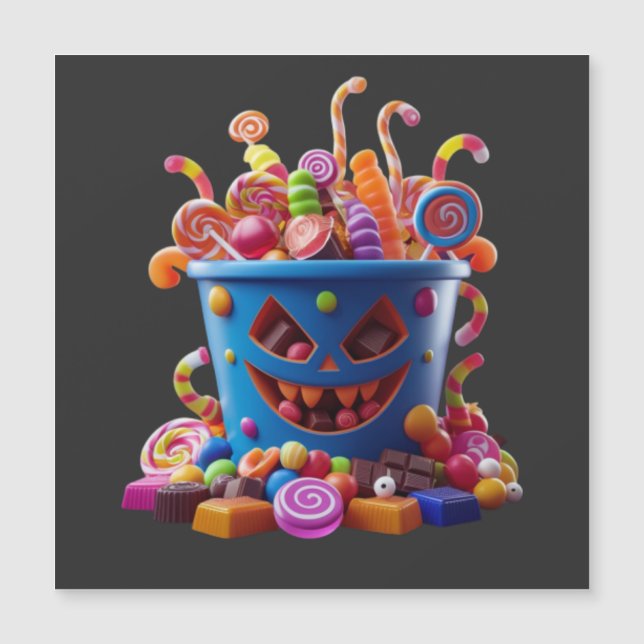 Cubeta de Dulces Espeluznantes – Golosinas de Hall (Anverso)