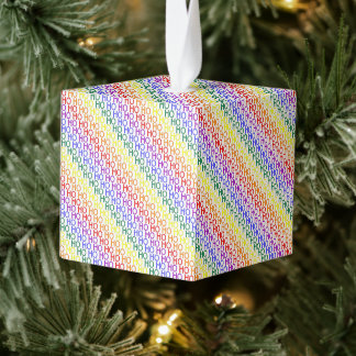 Cúbico Adorno de Cubo con Patrón de Ho Ho Ho Arcoíris