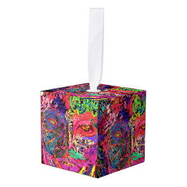 Cúbico Adorno de Cubo con Silueta Femenina Luminiscente