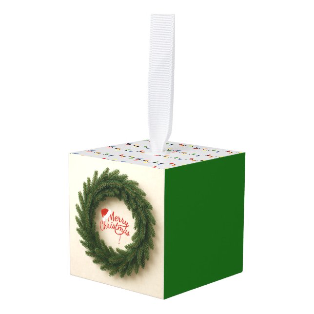 Cúbico Adorno de Navidad  (Anverso en perspectiva)
