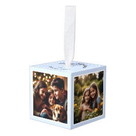 Cúbico Adorno Navideño Festivo Azul Hielo Personalizado