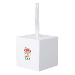Cúbico Estimado Santa Era Adorno Navideño Naranja De Gato