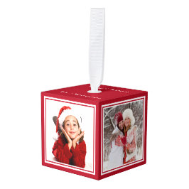 Cúbico TUS FOTOS personalizado adorno de Navidad