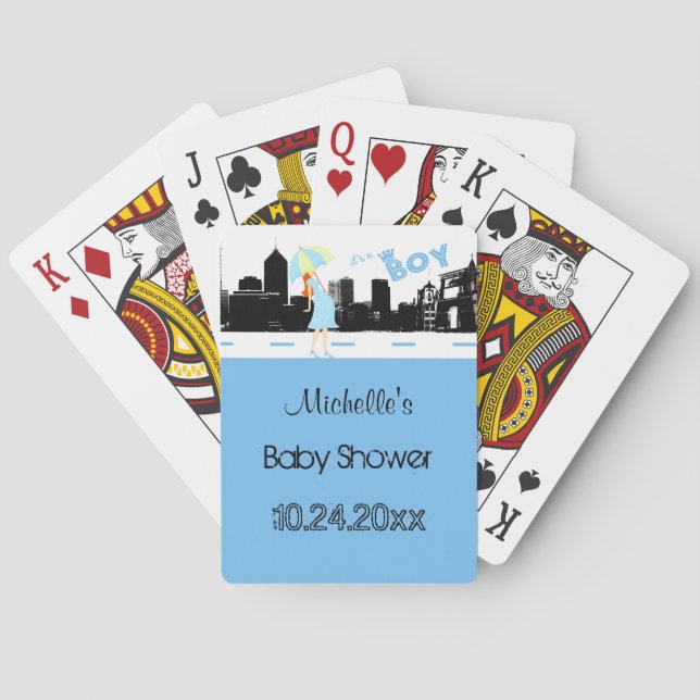Cubierta Baby Shower Azul personalizado De Cartas  (Reverso)