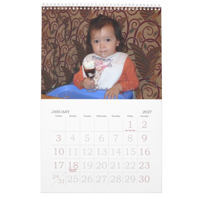 cubierta, calendario de la familia (Jan 2027)
