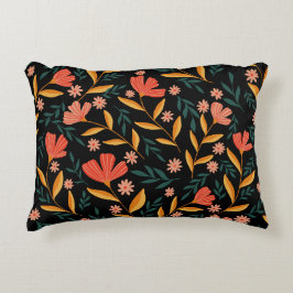 Cubierta de almohada negra de la flor botánica