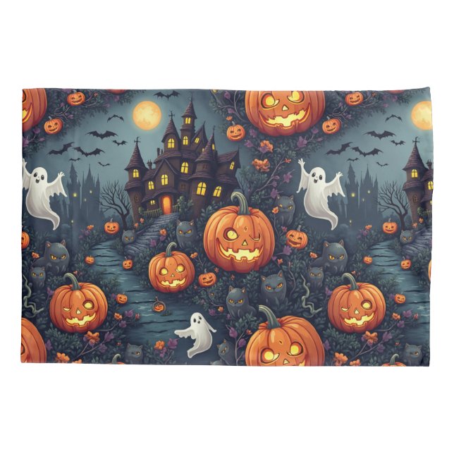 Cubierta de almohada nocturna de Halloween inquiet (Reverso)