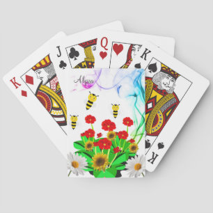 Cubierta de cartas de juego Bumblebee Floral giras