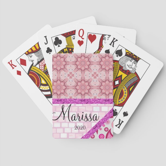 Cubierta de cartas de juego ladrillo rosa (Reverso)