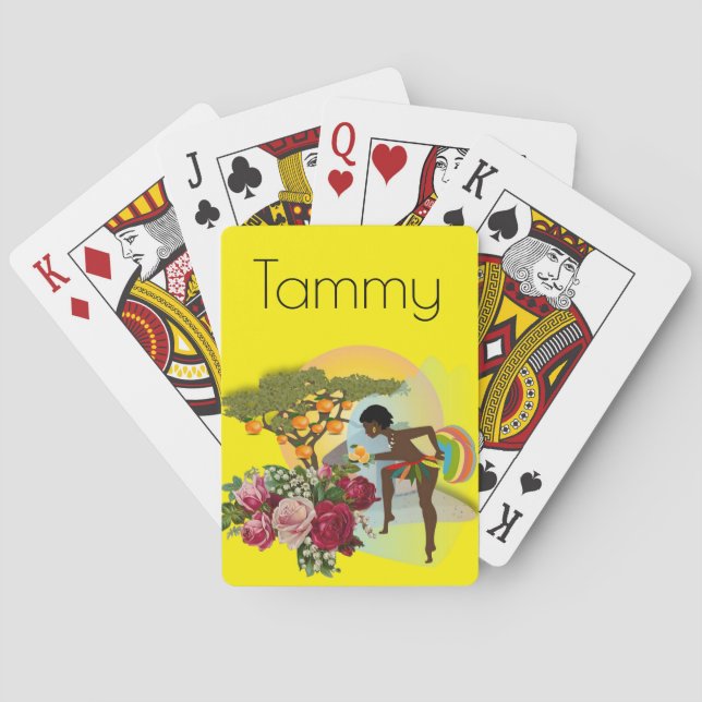 Cubierta de cartas de juego Mujer africana amarill (Reverso)