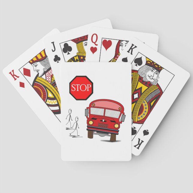 Cubierta de cartas de juego para autobuses escolar (Reverso)
