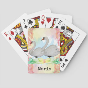 Cubierta de cartas de juego Pastel Swans Floral