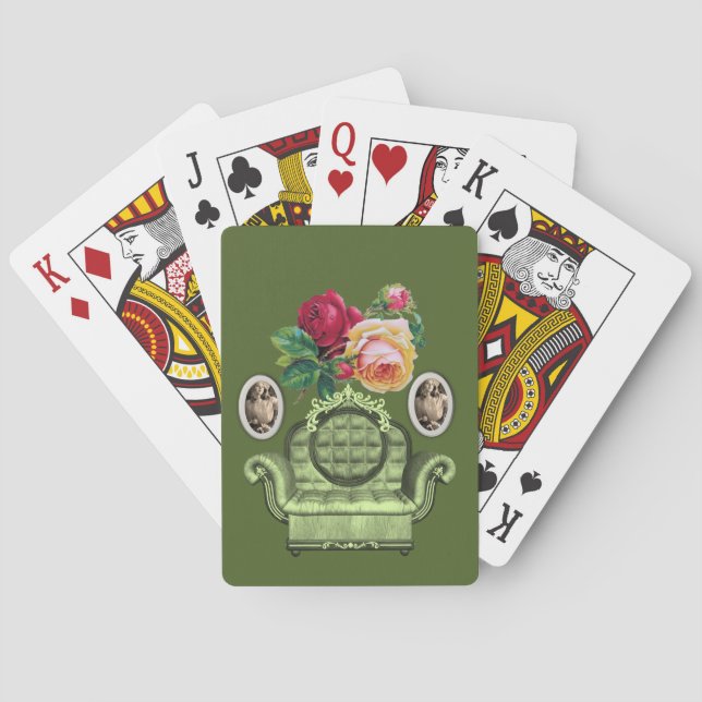 Cubierta de cartas de reproducción floral (Reverso)