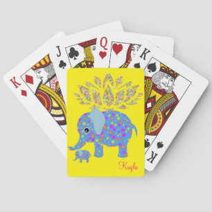 Cubierta de cartas Elefante colorido Amarillo