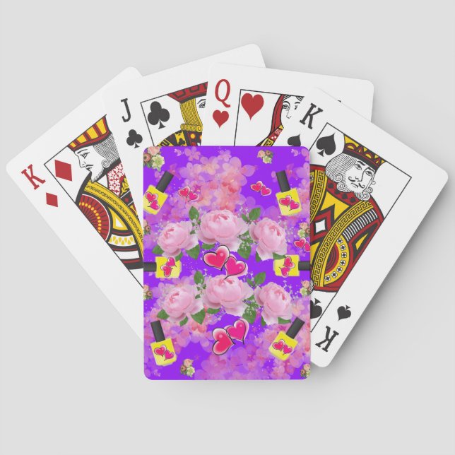 Cubierta de cartas Floral Corazón rosa amarillo po (Reverso)