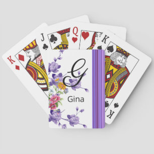 Cubierta de cartas Floral Purple Stripe