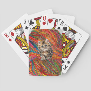 Cubierta de cartas Jugando Kitten Yarn