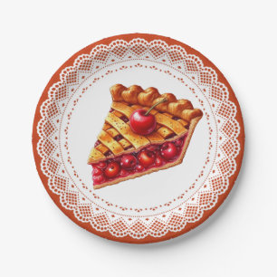 Cubierta de cerezo con plato de papel