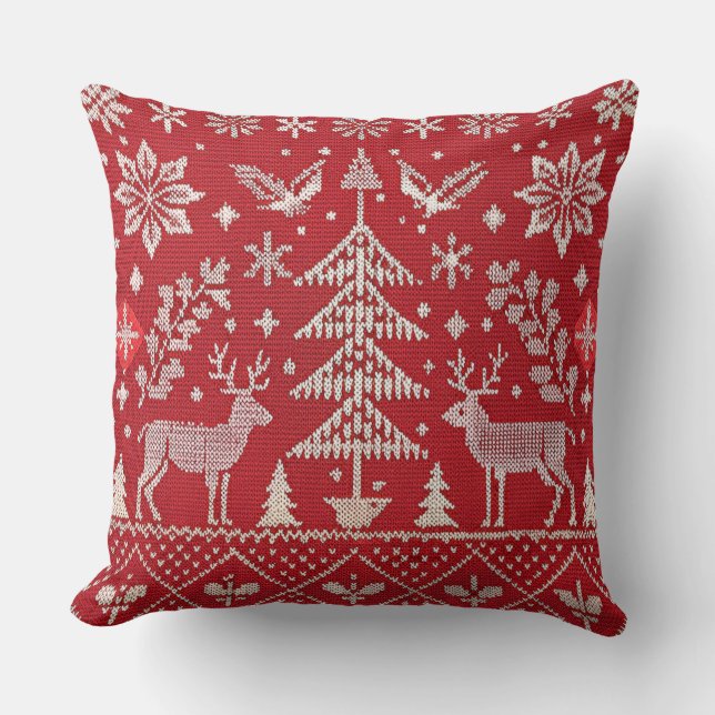 Cubierta de Cojín decorativo bordada de Navidades  (Anverso)