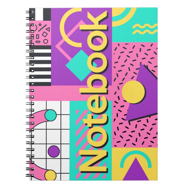 Cubierta de cuaderno retro de Memphis (Frente)
