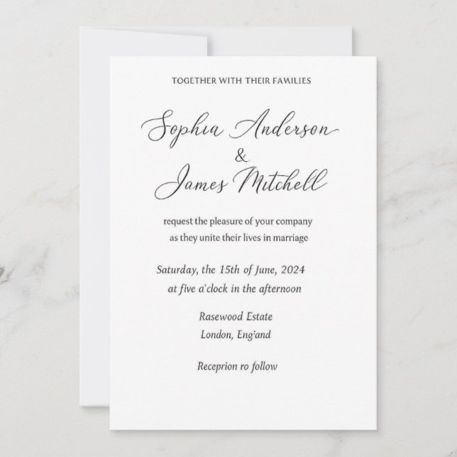 Cubierta de Invitación de Boda Elegante | Floral R (Anverso)