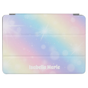 Cubierta De iPad Air Bonito Pastel Arcoiris Sparkle Girly Monograma