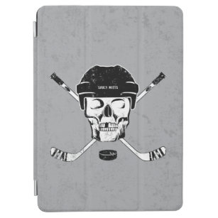 Cubierta De iPad Air Calavera de hockey y garrapatas cruzadas