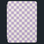 Cubierta De iPad Air Comprobación púrpura, Patrón de tablero de cheques<br><div class="desc">Patrón de cuadros - tablero de ajedrez blanco morado y crema.</div>