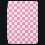 Cubierta De iPad Air Comprobación rosa, Patrón de tablero de cheques, r<br><div class="desc">Patrón de cuadros - tablero de ajedrez rosa y crema.</div>