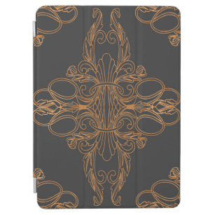 Cubierta De iPad Air Diseño de lujo, estampado floral, gris oscuro, cob