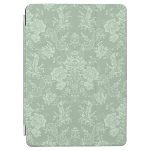 Cubierta De iPad Air Elegante Moda romántica floral Damasco-Sage Verde