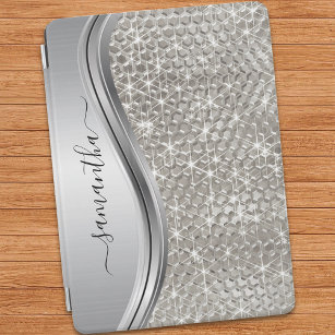 Cubierta De iPad Air Esparkle plateado Glam Bling Metalizado personaliz