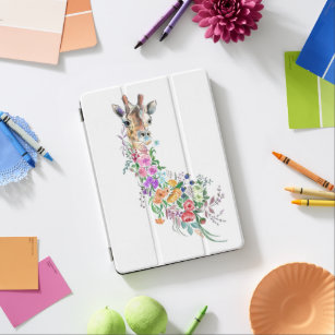Cubierta De iPad Air Flores de colores Bouquet Giraffe - Dibujo moderno